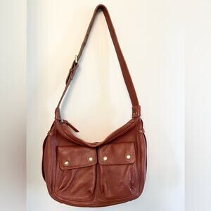 Not Rational Eugenia Leather Hobo Bag chestnut brown real leather boho